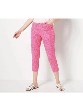 Isaac Mizrahi Live Pants Size Plus 26 Reg 24/7 Stretch Printed Crop Cotton NEW